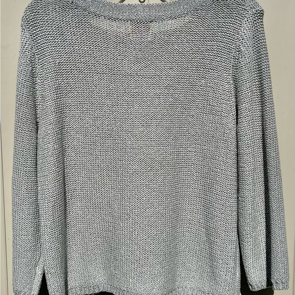 RUBY RD Silver Metallic Sweater Sz XL Sparkle Crochet Knit Beads Sequins EUC - Picture 6 of 6